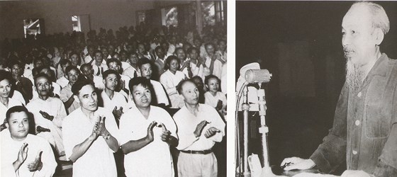 Chủ tịch Hồ Chí Minh thăm Hội nghị phổ biến Nghị quyết của Bộ Chính trị về cuộc vận động: