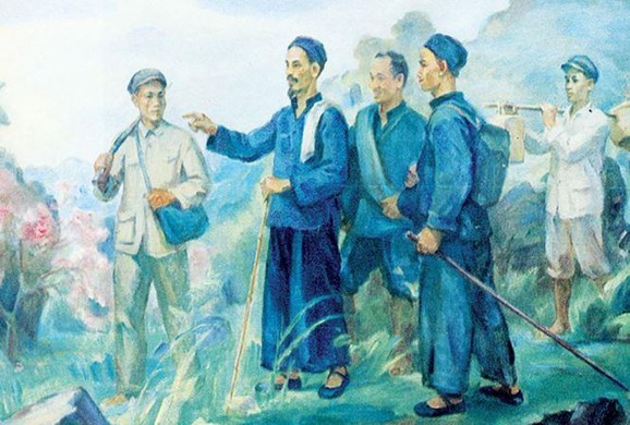 Bác Hồ về nước. Tranh sơn dầu của họa sĩ Trịnh Phòng