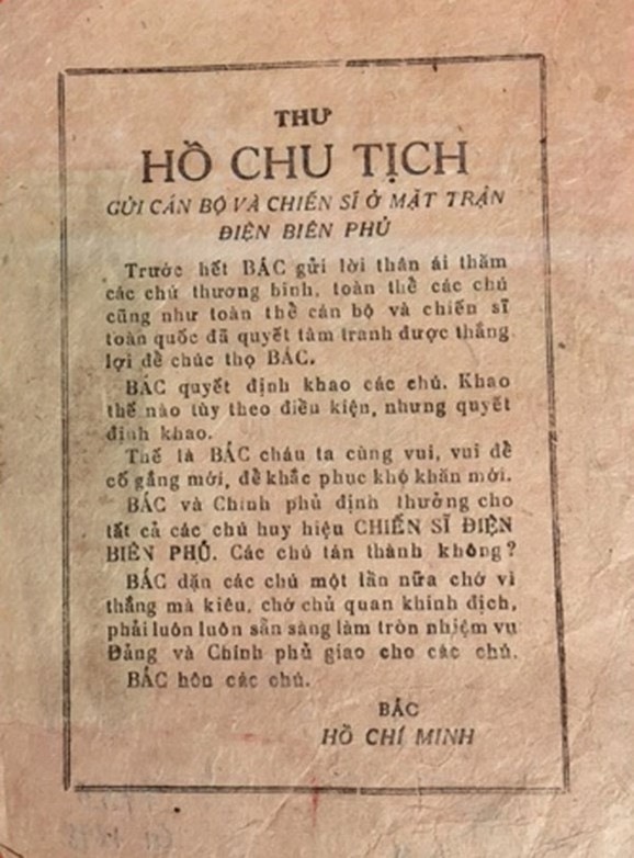 thu cua bac ho dong vien, khich le chien si Dien bien 70 nam truoc hinh anh 3